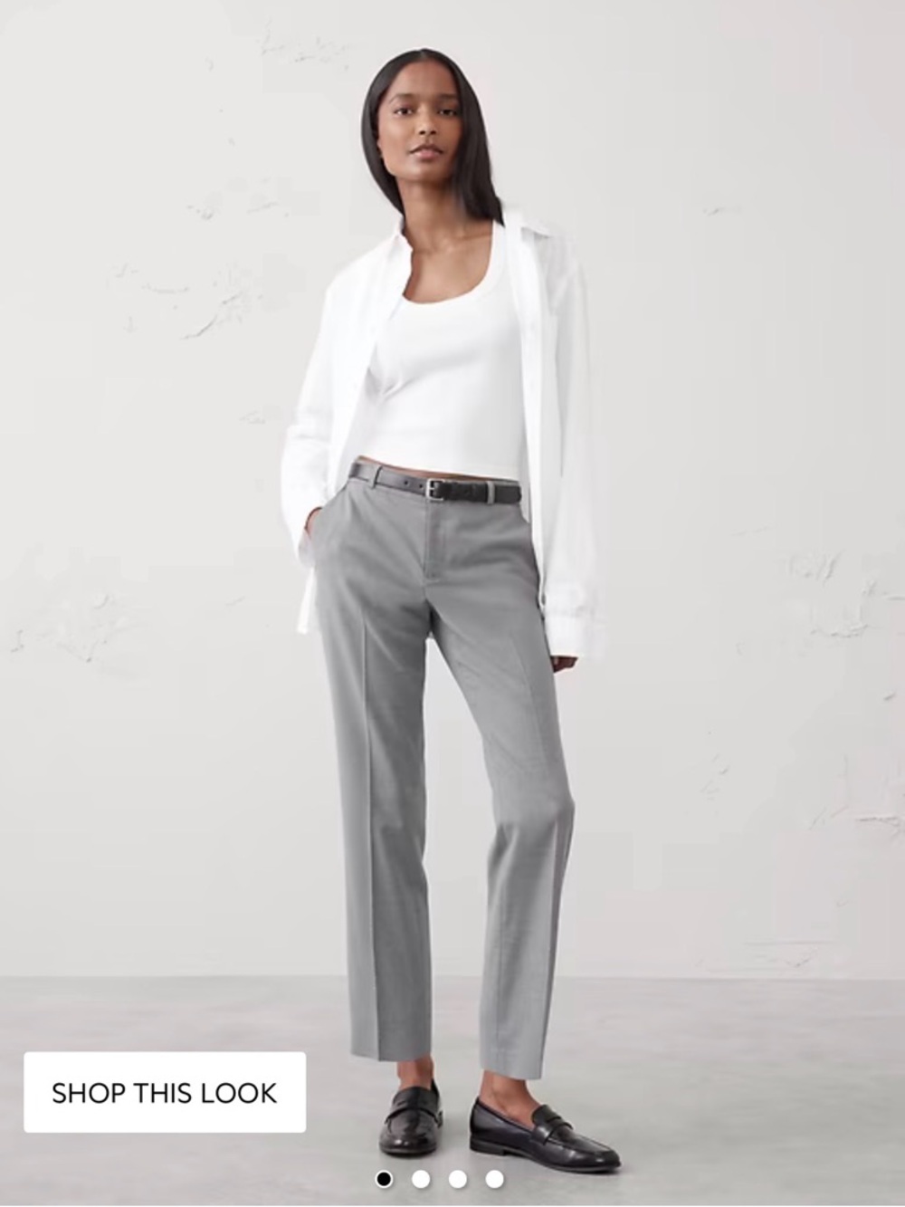 BANANA REPUBLIC Ryan Straight Mid-Rise Women's Dress Pants - Light Gray - 12